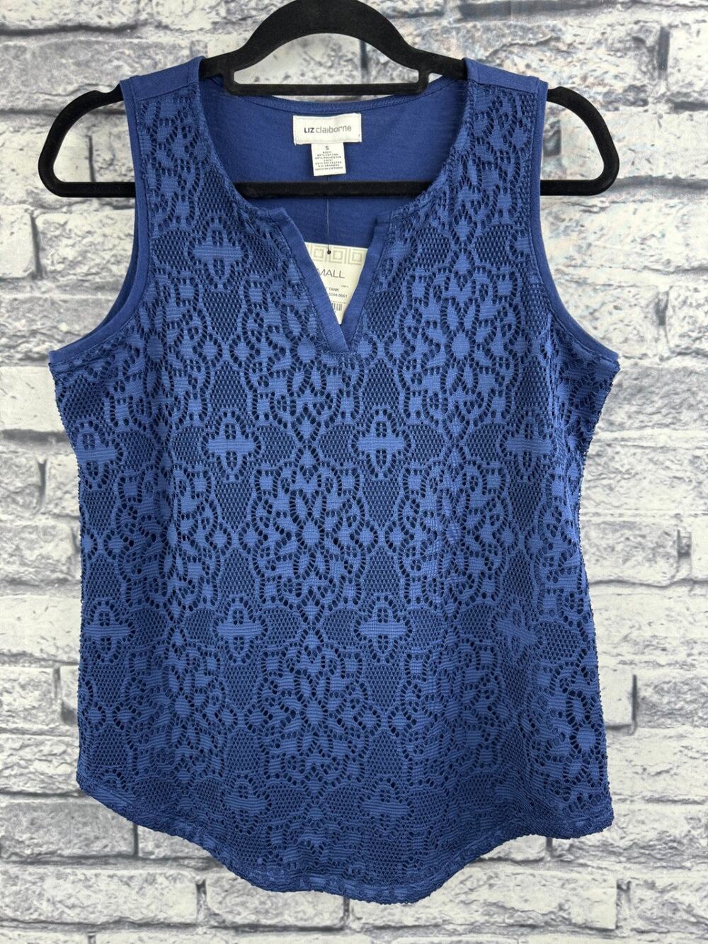 Liz Claiborne Navy Lace Tank Top